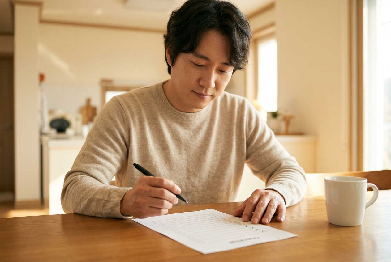 담보 선택 체크리스트를 작성하는 운전자